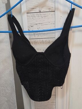 Garage Black Knit Longline Bralette